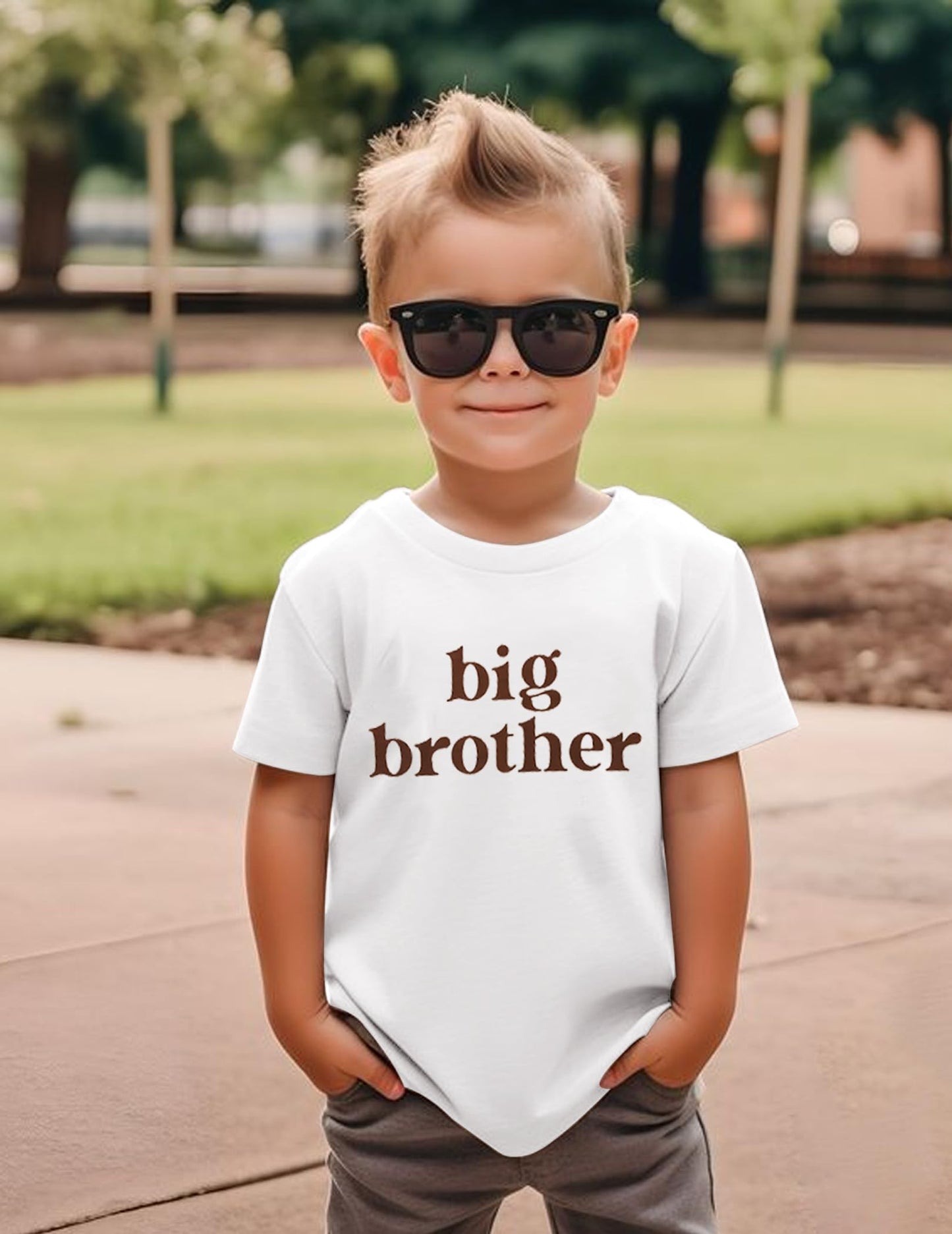 Sanixjoo Big Brother Toddler Shirt Baby Boy Promoted To Big Bro Sibling Reveal Shirt Big Brother Gifts For Toddler Boy(White,4-5