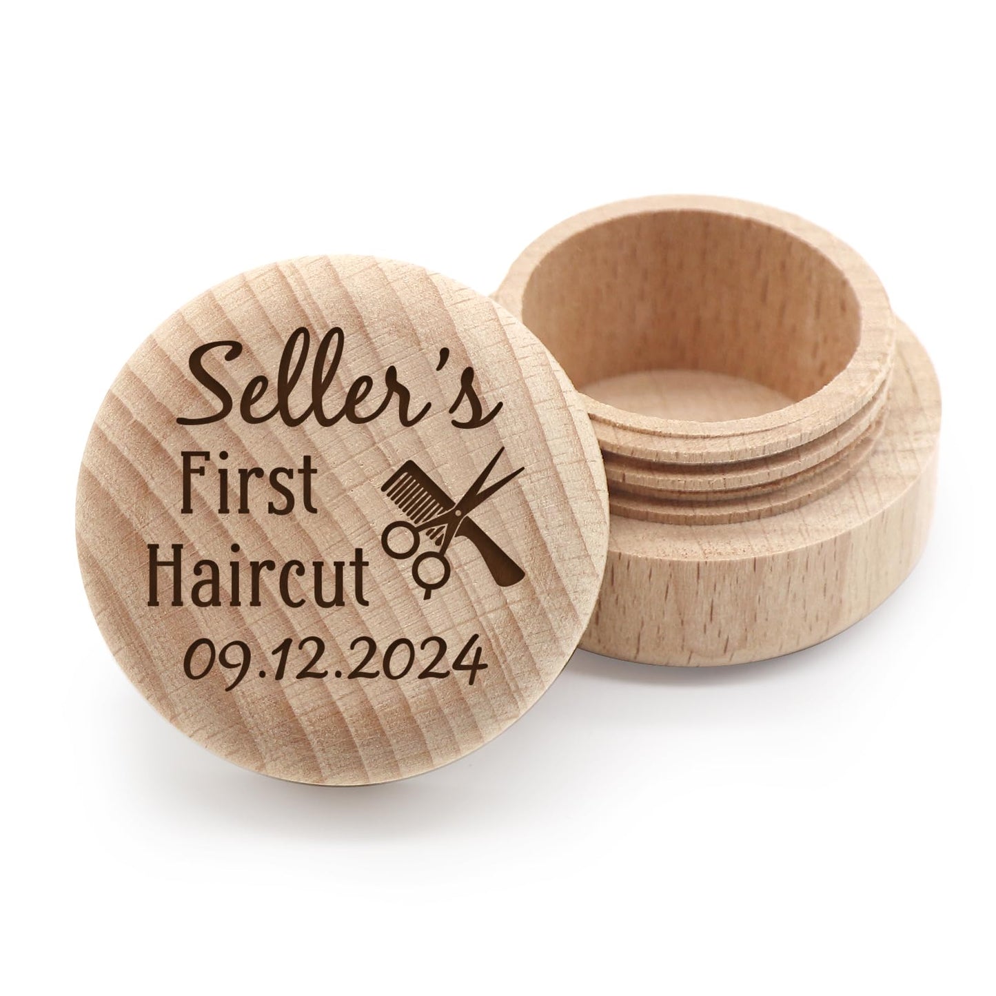 Liannan Custom Wooden First Haircut Curl Keepsake,Baby's First Curl Keepsake Box,My First Haircut Box (style 2)