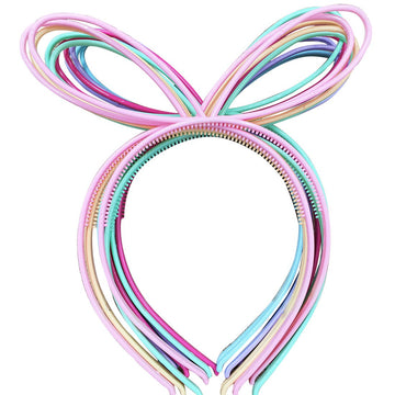 Xima 12Pcs Plastic Rabbit Ears Girls Headbands Rabbit Ear Hairbands Bows Headbands Bunny Rabbit Headear Party Hair Accessory (Sp