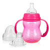 Nuby 3 In 1 Baby Bottle To Training Sippy Cup - 8 Oz Toddler Cups Spill Proof With Soft Spout, Nipple & Removeable Grip Handles