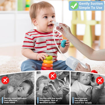 Nasal Aspirator For Baby, Baby Nose Sucker, Booger Sucker With Hand Pump And Non-Invasive Tip To Clear Clogged Passages And Boog