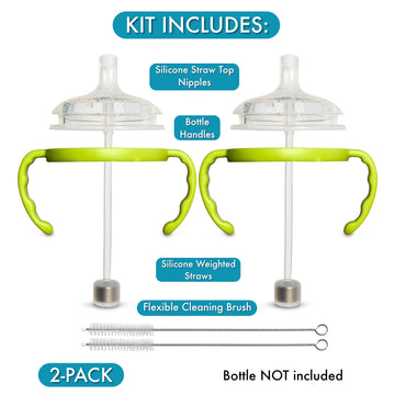 Straw Cup Conversion Kit For Comotomo Baby Bottles 2-Count, Food Grade Silicone Straw Nipples, All Silicone Weighted Straw, Bott