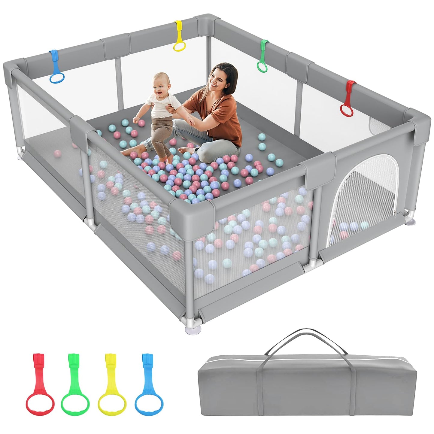 79 71 Extra Large Baby Playpen, Big Playpen for Babies and Toddlers, Gap-Free, Climb-Proof Play Yard, Spacious Baby Play Pen wi