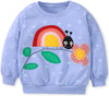 Akyzic Little Girls Sweatshirt Blue Toddler Winter Crewneck Pullover Christmas Sweater Kids Cute Tops Long Sleeve Ladybug Shirts