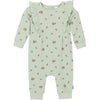 Gerber Baby Girls' Ruffle-Edge Romper, Green Pears, Newborn