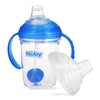 Nuby 360 Grip N' Sip 8Oz Tritan Cup, Weighted Straw With Hygienic Cover, Blue