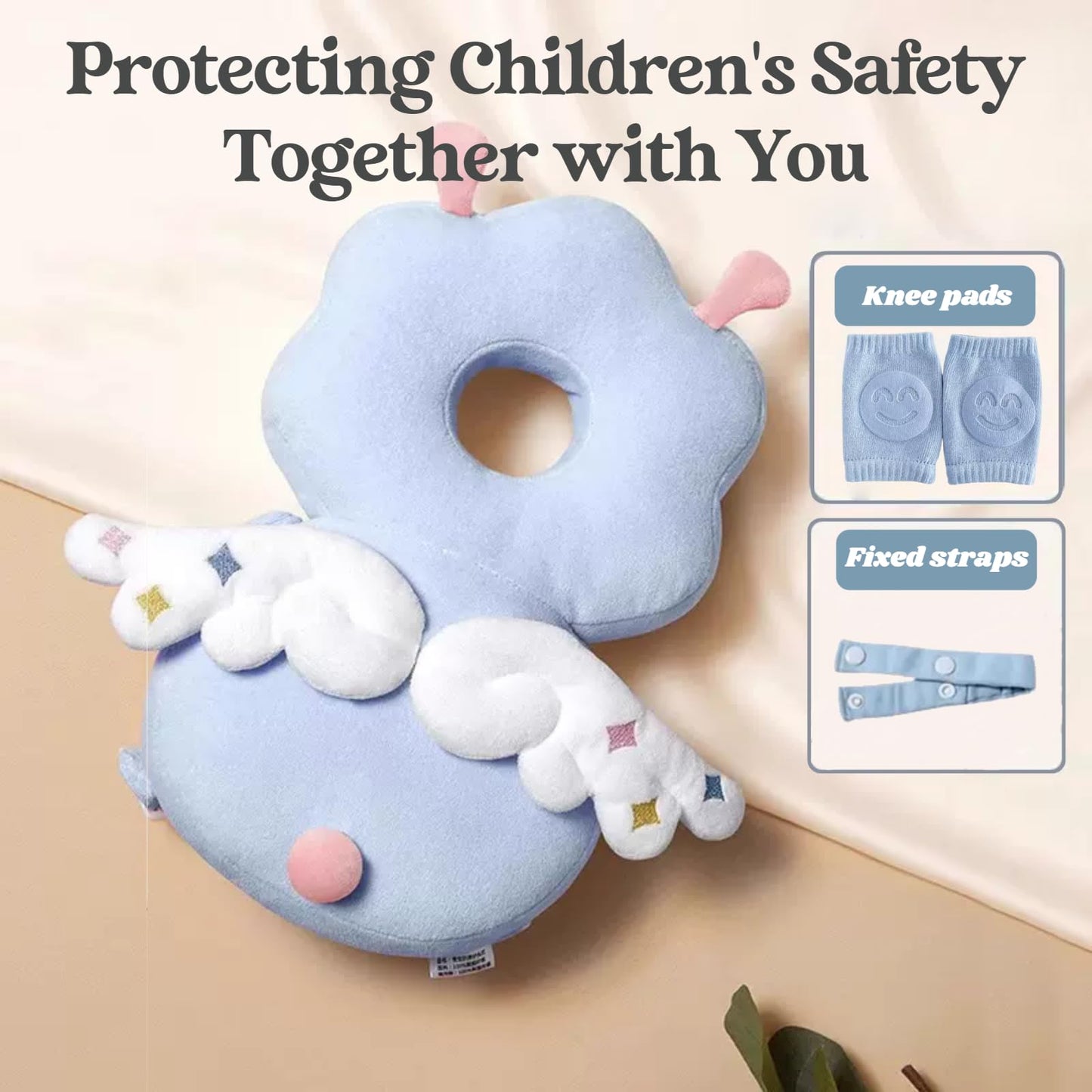 Baby Head Protector, Adjustable Baby Head Protection Backpack With Baby Knee Pads For Crawling, Soft, Breathable And Wearing Saf