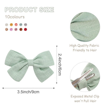 C Llot Girls Hair Bows Linen Fabric 3.5' Bows Alligator Clips Hair Accessories For Little Girls Toddlers Kids And Teens,20 Pie