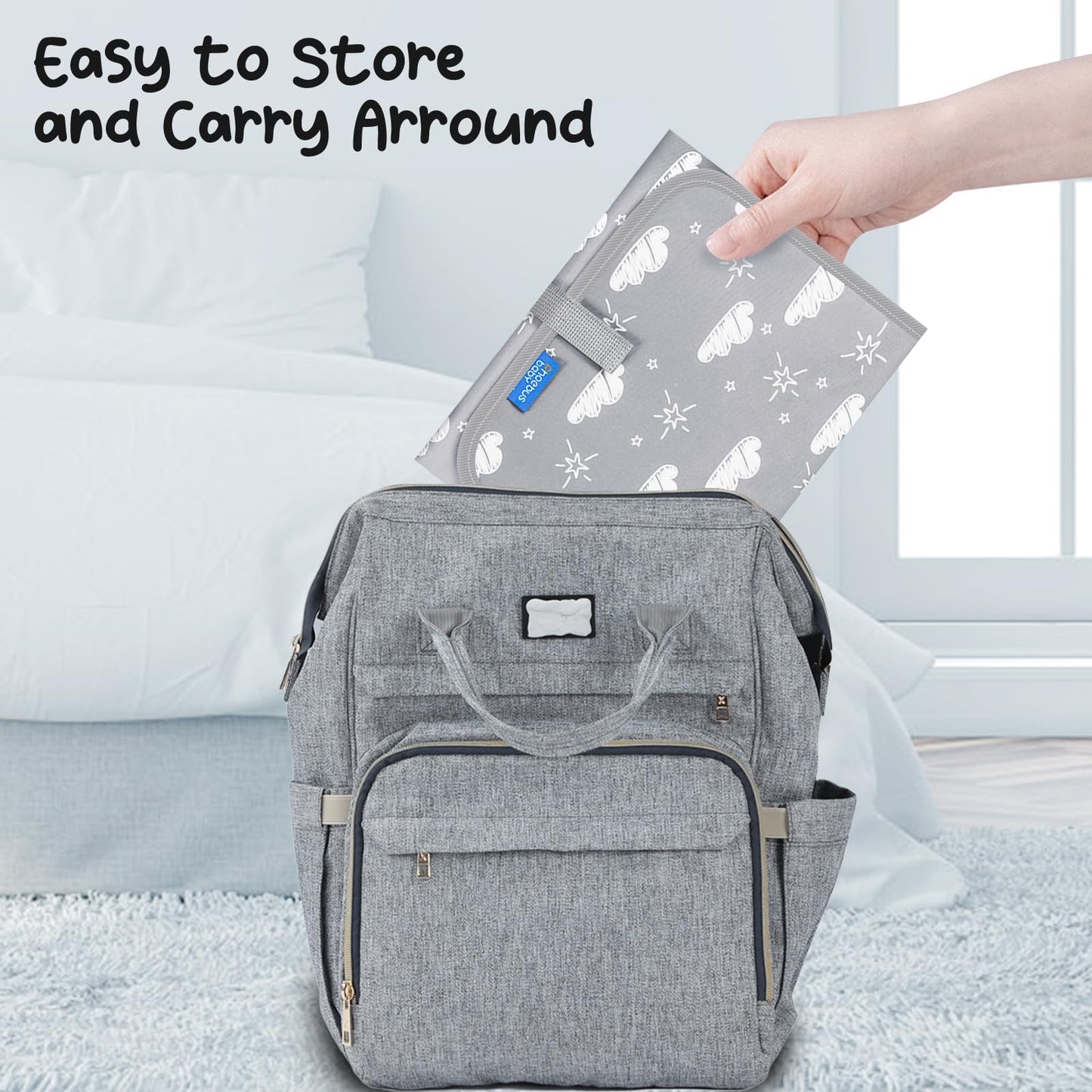 Phoebus Baby Portable Changing Pad Travel - Waterproof Compact Diaper Changing Mat With Built-In Pillow - Lightweight & Foldable