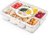 Rathoyagn Divided Fridge Storage Boxes With Serving Veggie Tray With Lid And Handle, Fridge Organizer With Removable Compartment