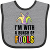 Inktastic Im With A Bunch Of Fools With Jester Hat April Fools Day Baby Bib Heather And Black 34F23