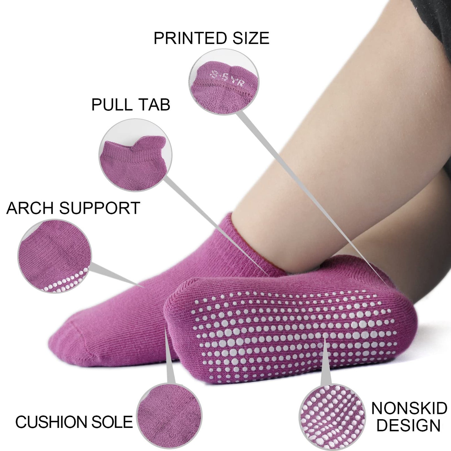 Epeius Baby Socks Toddler Non-Slip Socks Thick Cotton Ankle Socks With Grips Kids Boys Girls Cozy Cushion Low Cut Socks 12 Pack,