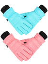 Boao 2 Pairs Kids Winter Ski Gloves Waterproof Warm Snow Mittens Full Finger Gloves For Toddlers Infants (Blue, Pink, 1-3 Years)