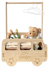 Fun-Plus Baby Shower Crate, Bus Shape Basket With Handle, Wooden Storage Crate For Pregnancy, New Parent (Bamboo Made)