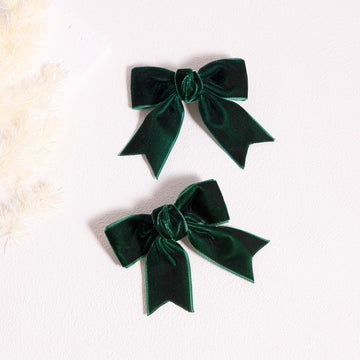Cute Green Velvet Hair Bow Clips 3' Fall Bowknot Alligator Barrettes Hairpins For Baby Girls,Toddlers, Kids,Teens Christmas Par