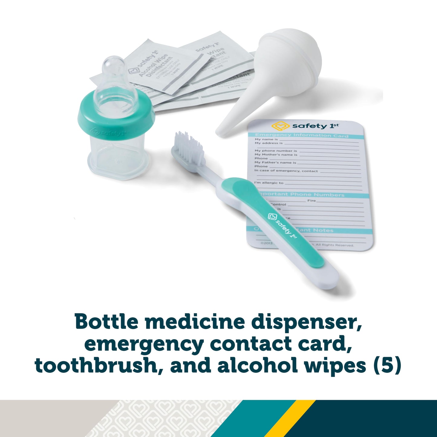 Safety 1St Deluxe Baby Healthcare And Grooming Kit, Pyramids Aqua, Newborn Baby Essentials, One Size, 24 Pieces