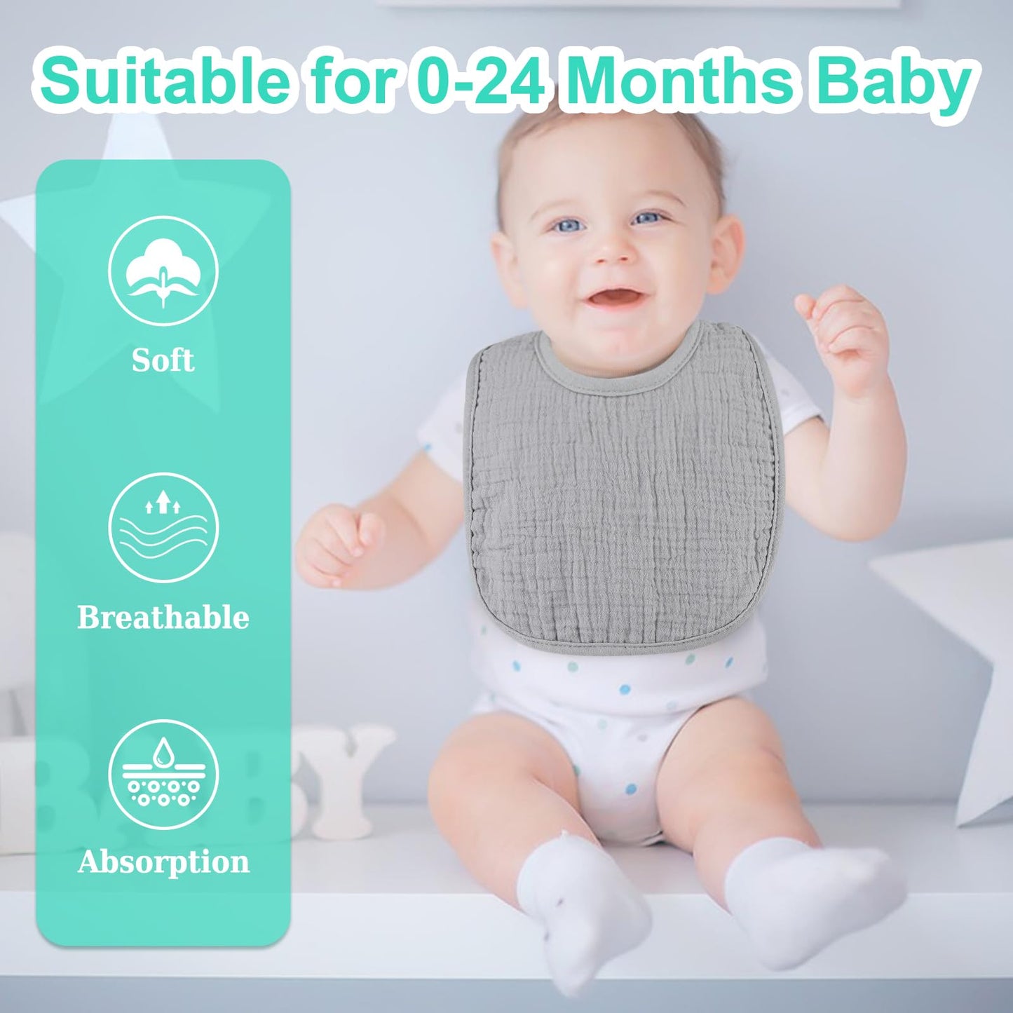 Accmor Muslin Baby Drool Bibs 6 Pack Baby Bandana Drool Bibs Soft Cotton Baby Bandana Bibs For Teething Drooling