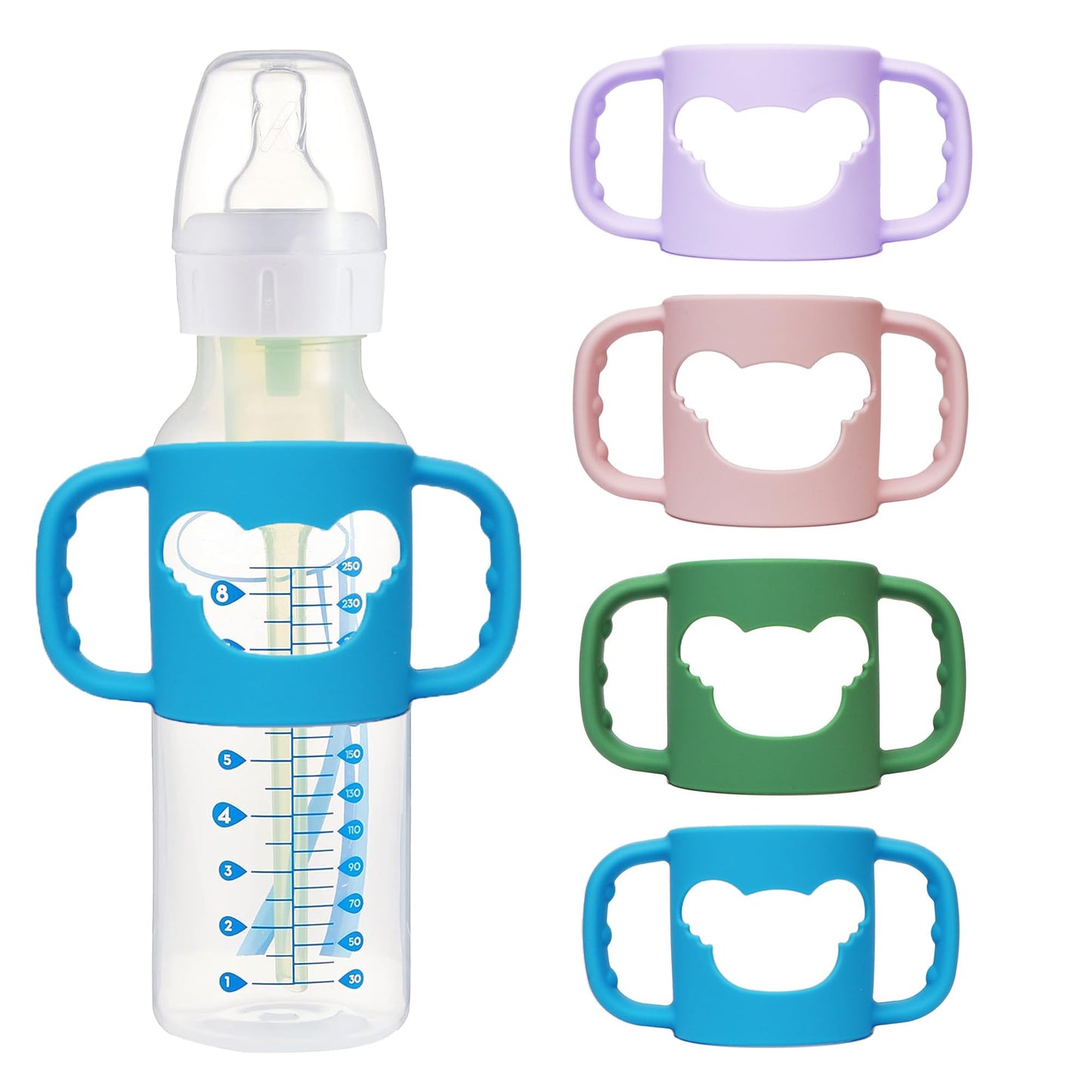 4 Pack Silicone Baby Bottle Handles for Dr Brown Narrow Baby Bottles Hoder with Easy Grip Self Feeding Baby Bottle Universal Bot
