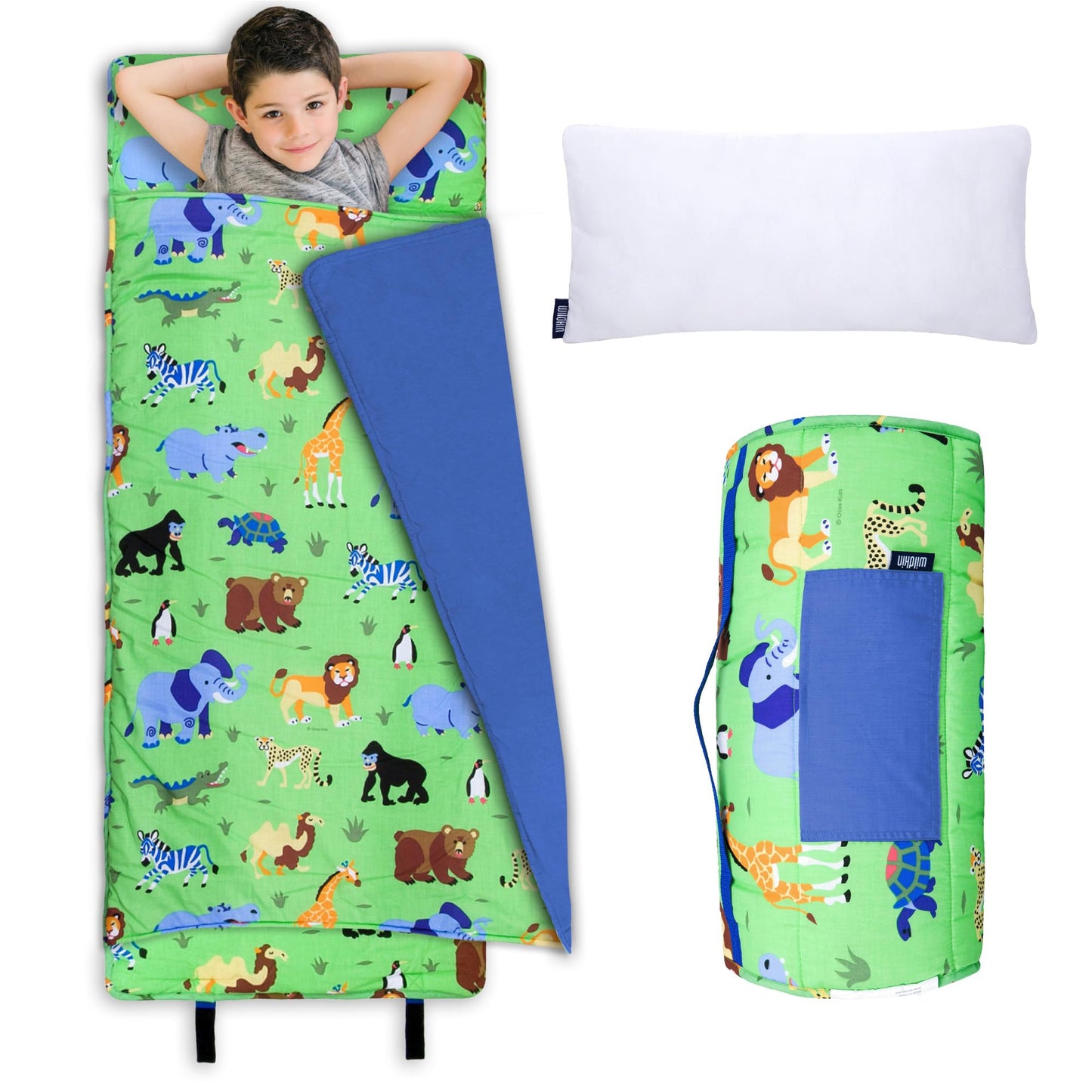 Wildkin Kids Nap Mat with Pillow for Boys & Girls - Soft & Cozy Toddler Sleep Mat for Daycare, Preschool, Kindergarten & Travel,