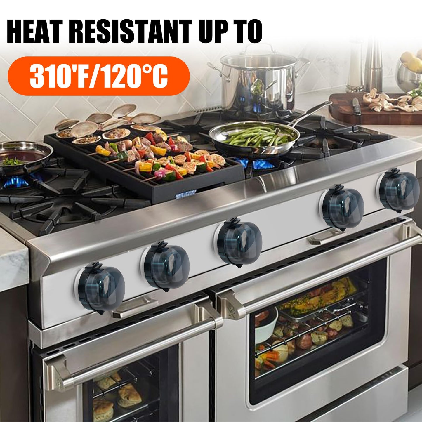 Gas Stove Knob Safety Covers - Baby Proofing Stove And Oven Knob Covers For Child Safety - Press Gas Stove Knob Locks - 5 Pack (