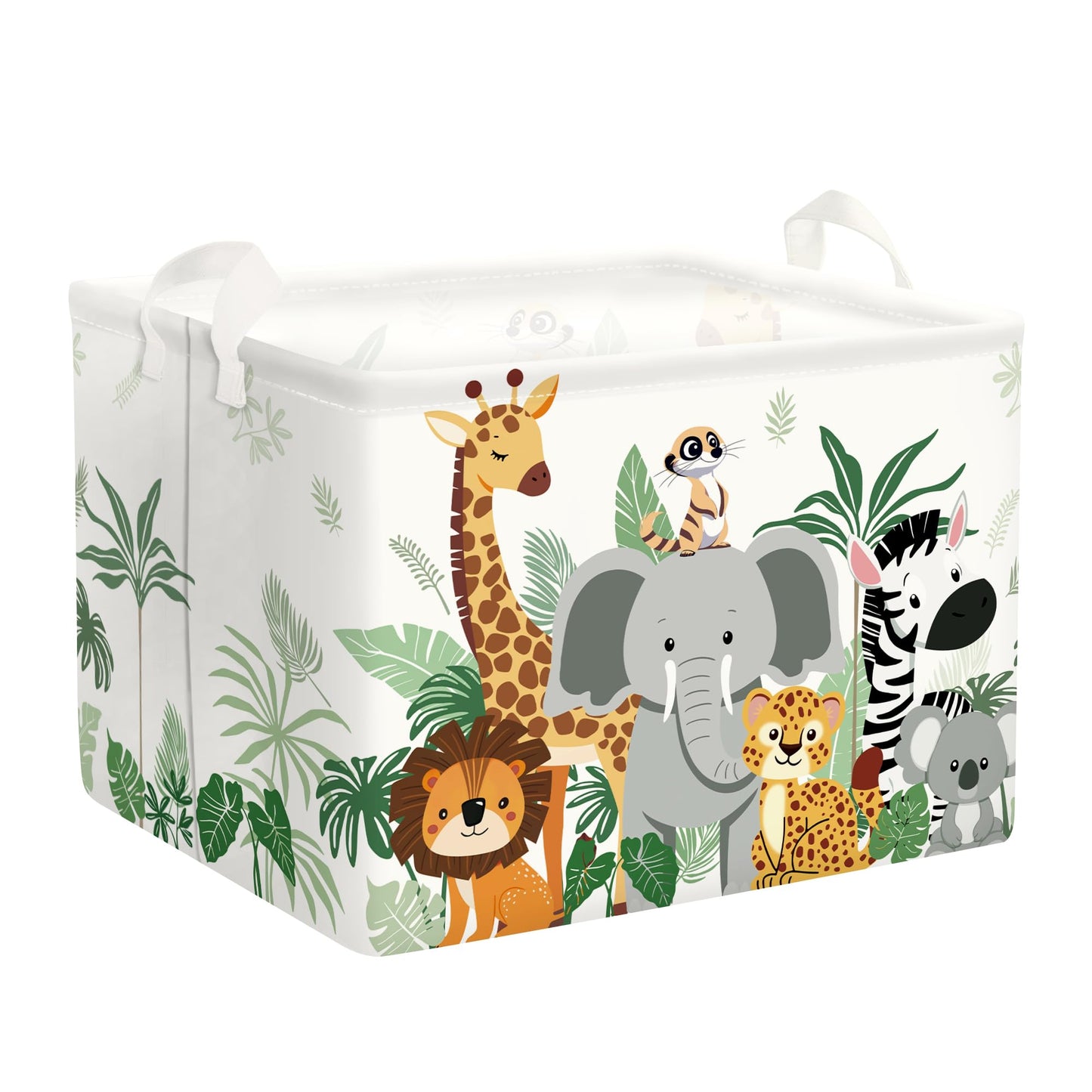 HUUMONSS Tropical Animals Baby Laundry Hamper Collapsible Clothes Kid Storage Basket Giraffe Elephant Large Boys Girls Gift Toy