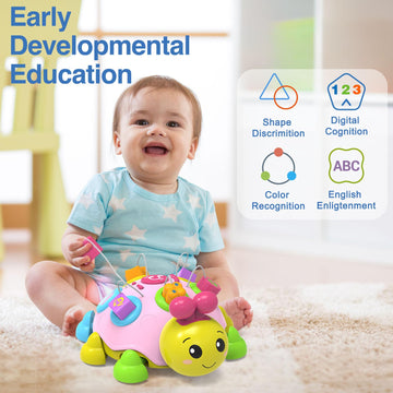 Baby Musical Ladybug Crawling Toys,Baby Toys 6-12 Months with Light-up Music, Early Educational Learning Montessori Toys, Infant