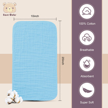 Ease Cubs Muslin Burp Cloths Large 100% Cotton Hand Washcloths For Boys & Girls, Baby Essentials Extra Absorbent And Soft Burpin