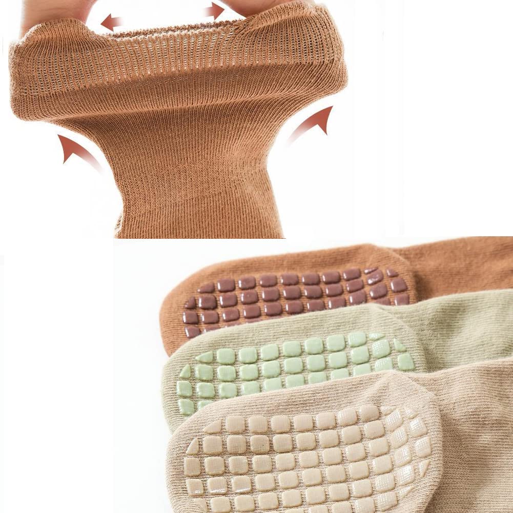 Exegawe Toddler Non Slip Socks, Cute Baby Socks With Grips Crew Socks 5 Pairs(E-5 Mix Colors,M)