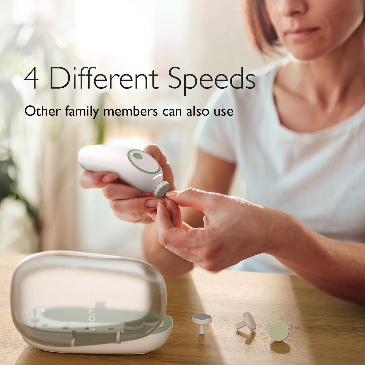 Momcozy Baby Nail File Electric, Gentle Baby Nail Trimmer Electric Rechargable, Baby Nail Clipper Electric, 7 Grinding Head Repl