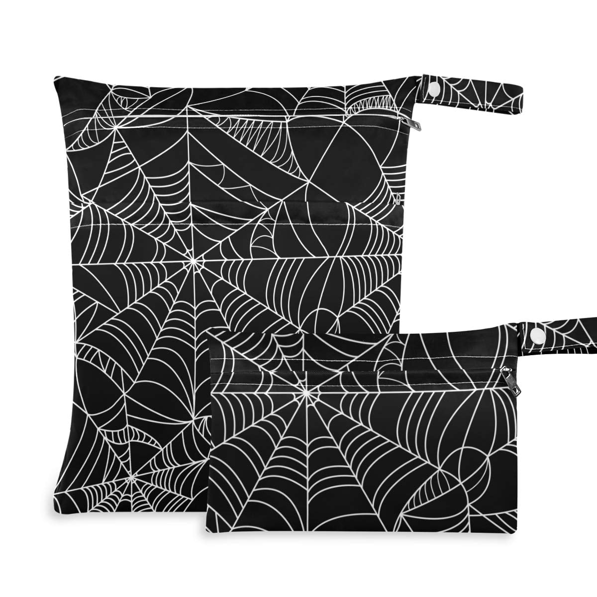 KEEPREAL Halloween Spider Web 2pcs Waterproof Wet Bag Diaper Wet Bags Large Capacity Washable Reusable for Wet Swimsuits,Dirty G