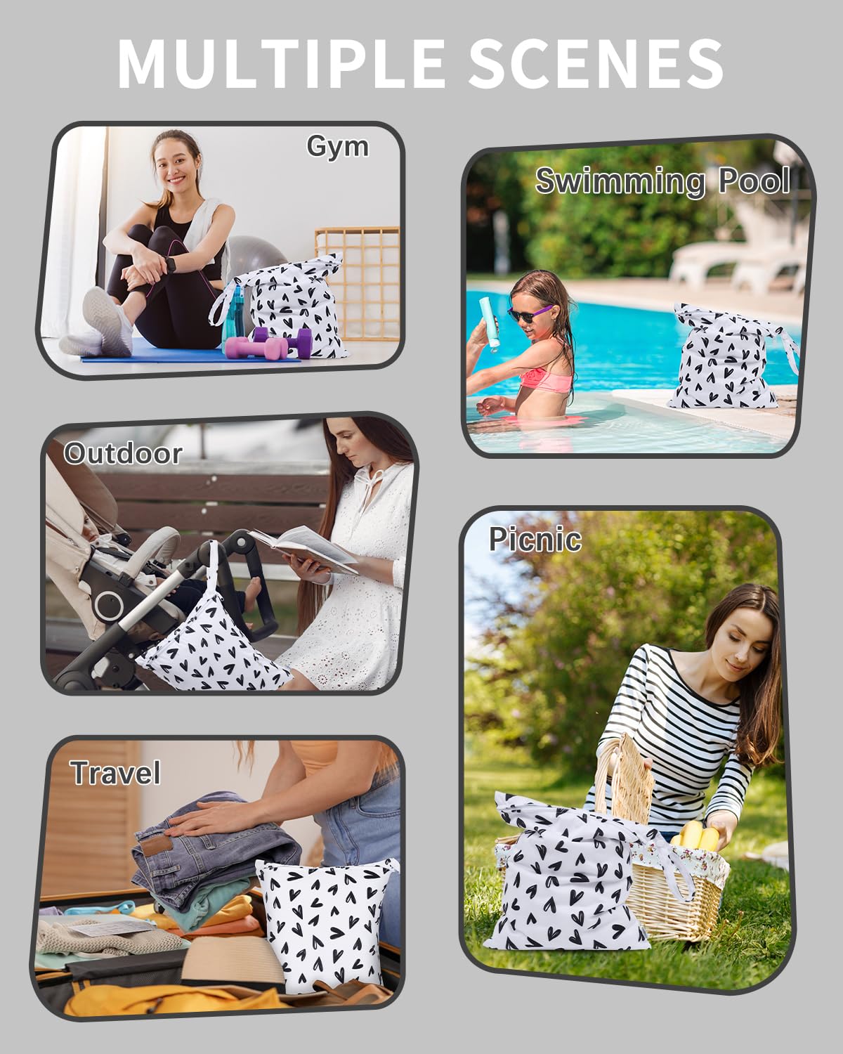 babygoal Waterproof Wet Dry Bag for Swimsuits,Travel, Food Storage, Stroller, Daycare, Baby Diapers, Yoga, Beach, Pool, Wet Clot