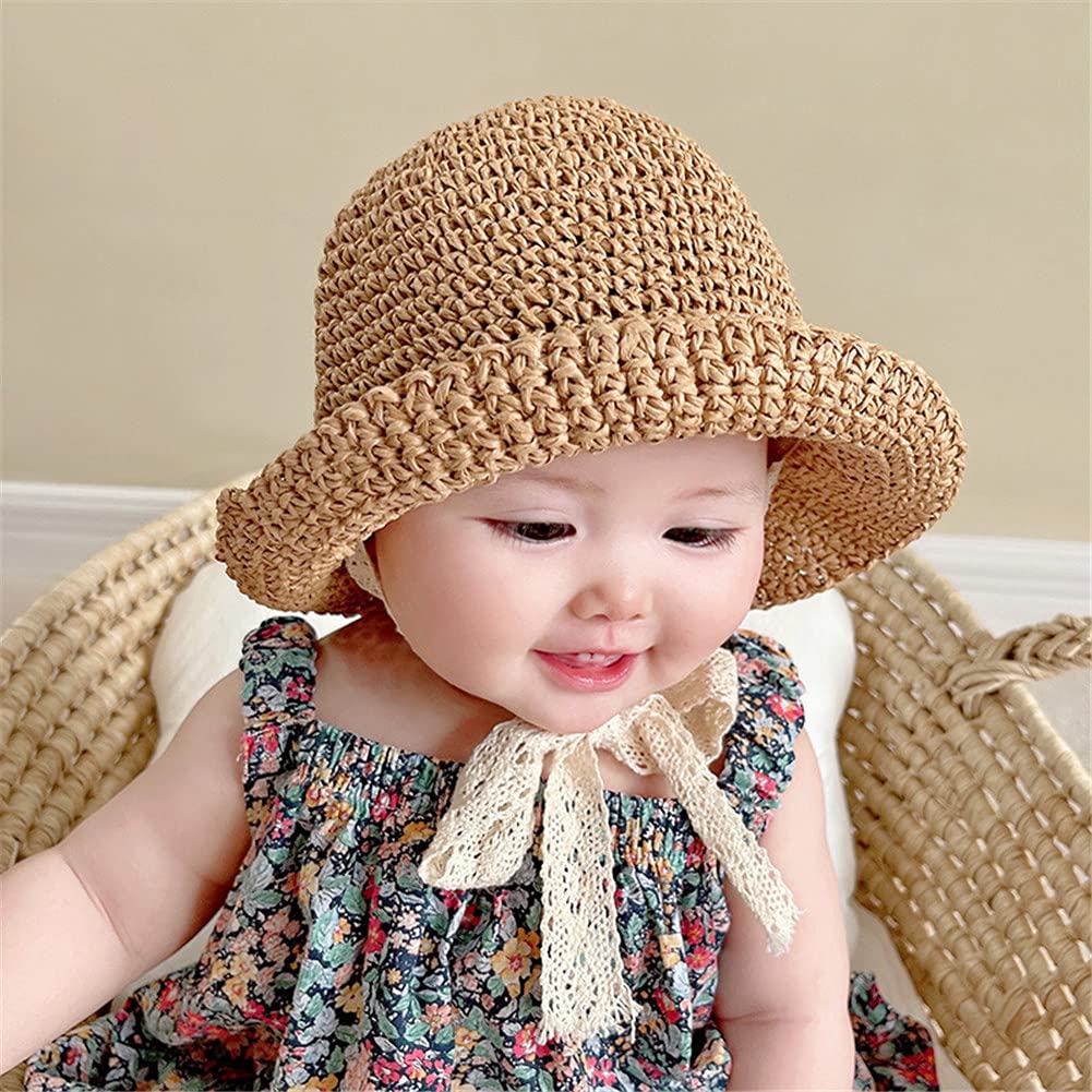 Little Girls Floppy Foldable Packable Wide Brim Summer Sun Hats Beach Straw Hat Baby Photography Straw Hats Khaki