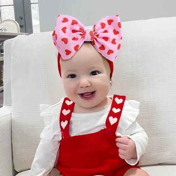 Lanmerry Valentine'S Day Big Baby Girl Hair Bows, Waffle Print Headbands And Headwraps For Infants And Toddlers