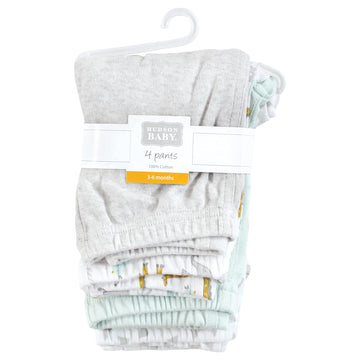 Hudson Baby Unisex Baby Cotton Pants And Leggings, Yellow Safari, 0-3 Months