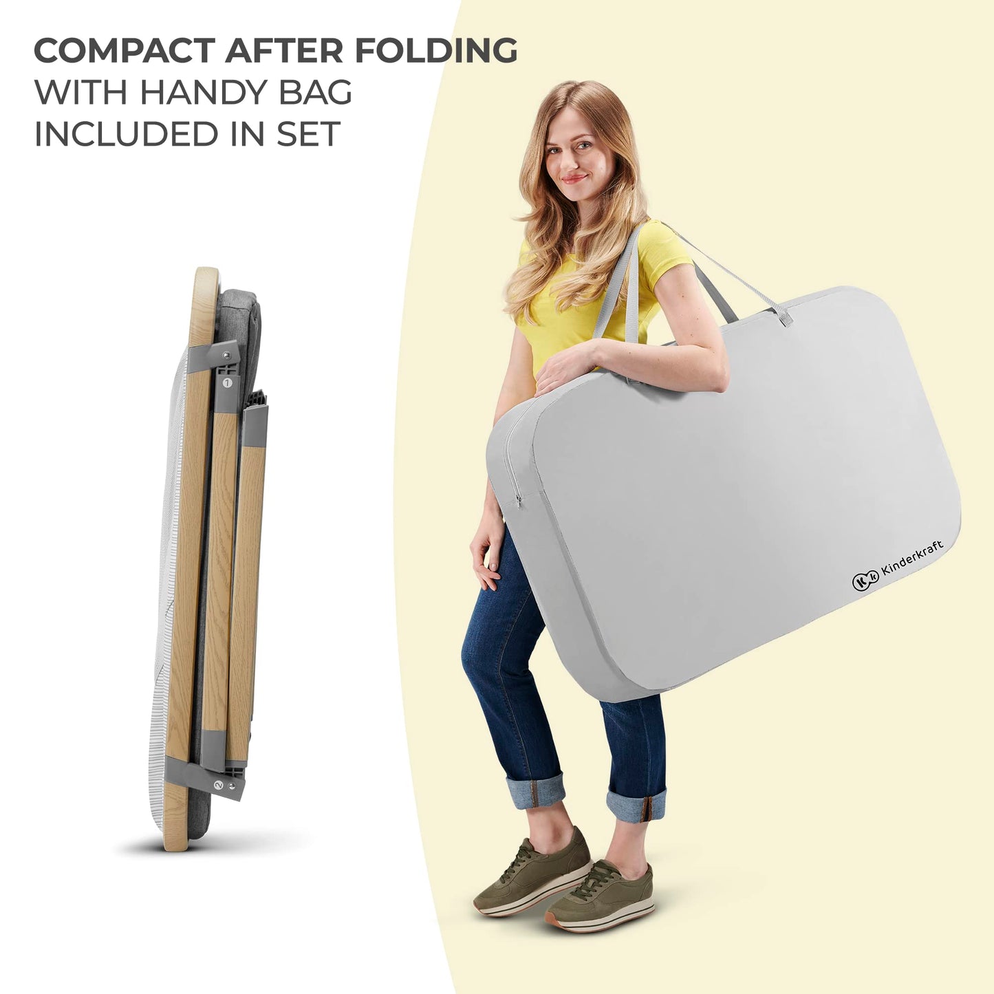 Kinderkraft Sofi Portable Travel Crib For Baby, Convertible Sleeping Cot 4 In 1 With Easy To Pack Playpen, Comfortable Bassinet