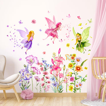 Supzone Flower Fairy Wall Stickers