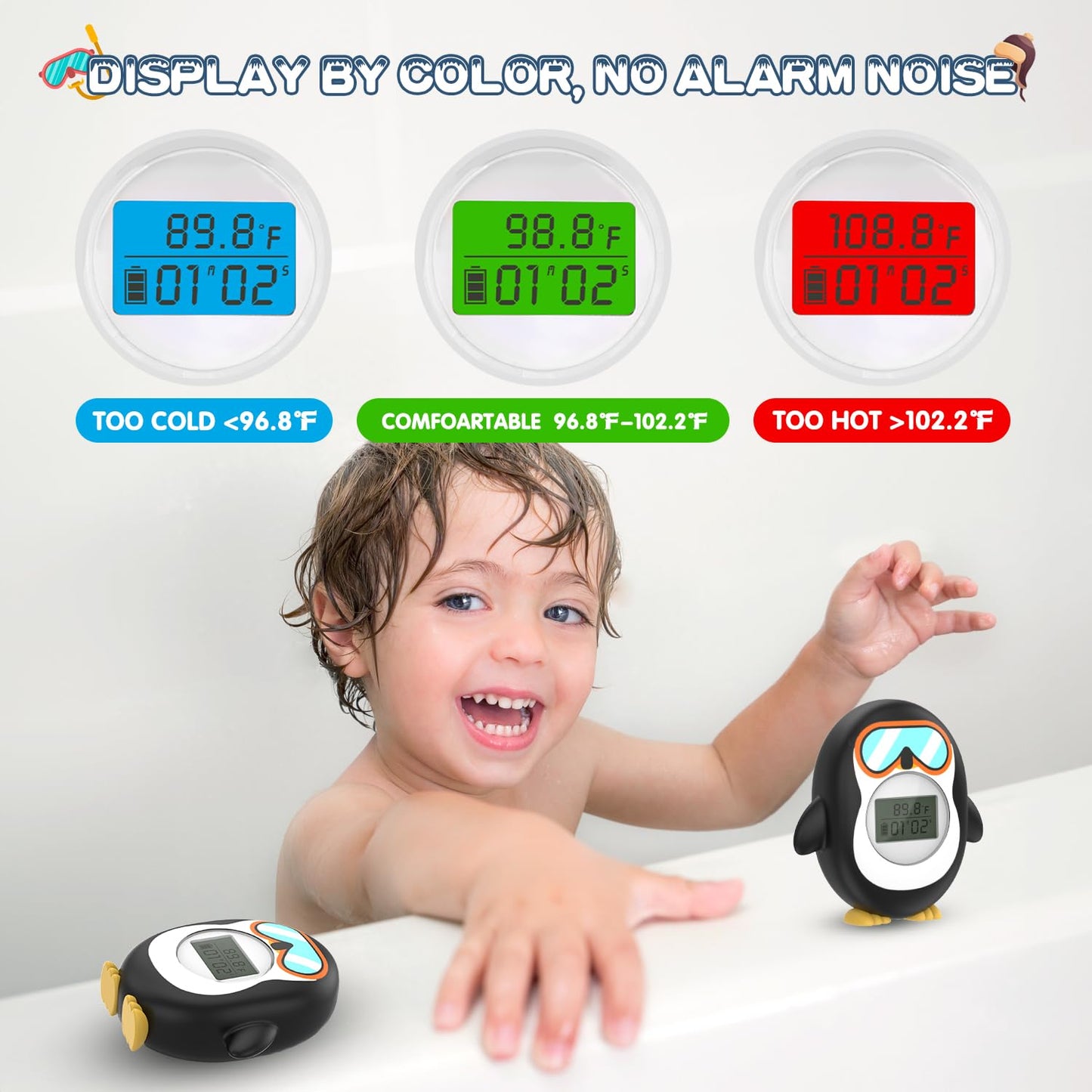 Ledfaah Bath Thermometer For Baby, Safety Pregnancy Bathtub Thermometer With Battery Power Display Feature, Floating Water Tempe