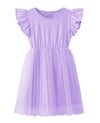 Twkioue Girls Dresses Tutu Tulle Butterfly Sleeves Casual Kid Cute Party Dress 817 Purple 110