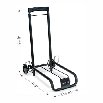 Britax Car Seat Travel Cart | Adjustable Handle + Compact Fold + Fits In Airplane Overhead Bin , Black, 42X13.5X5.5 Inch (Pack O