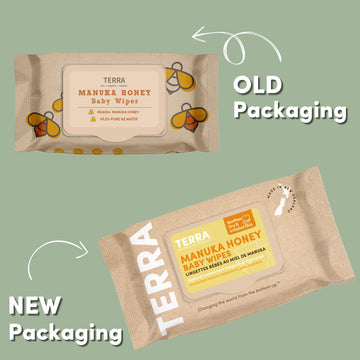 Terra Bamboo Baby Wipes: Manuka Honey, 99.5% Pure New Zealand Water, 100% Biodegradable Bamboo Fiber, 0% Plastic, Unscented Baby