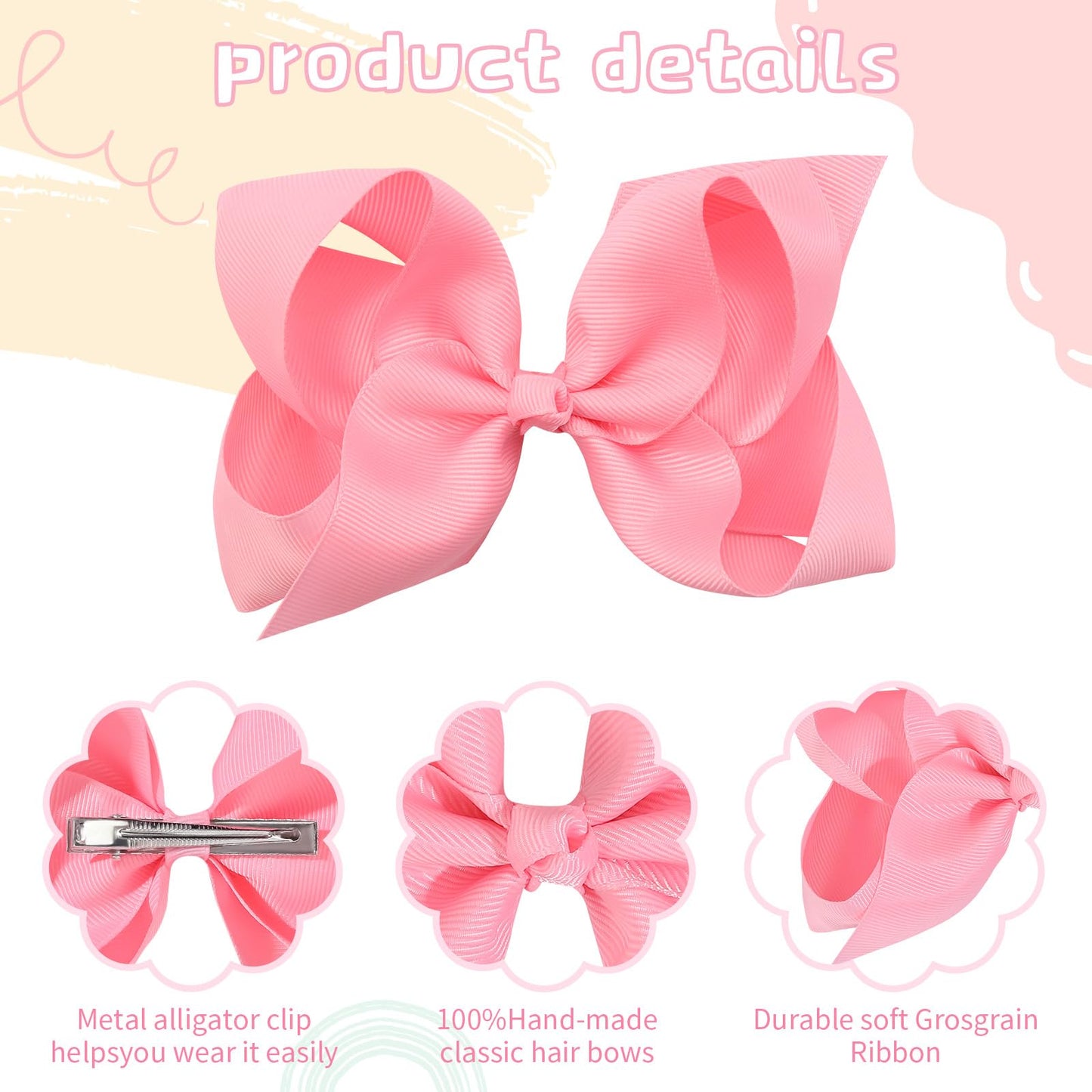 Oaoleer 30 Colors Grosgrain Ribbon Hair Accessories - 3 Inch Bows, Clips, Barrettes, And Alligator Clips For Girls, Toddlers, Ki