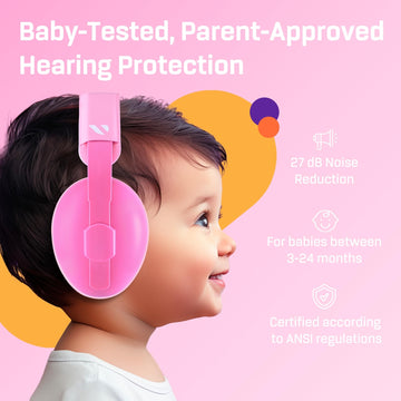 Vanderfields Baby Ear Protection Noise Cancelling Headphones For Babies, Toddlers, Infants 3 Months To 2 Years,Sweet Pink