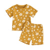 Kupretty Toddler Baby Girl Summer Clothes Ruffle Ribbed Knit Short Sleeves T-Shirt Tops + Shorts Cute Outfits Set (Ruffle Flower
