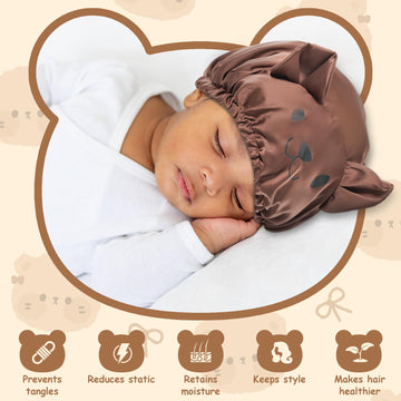 Lolalet Kids Bonnets For Girls, Adjustable Silk Baby Bonnet For Curly Hair Toddler Satin Cartoon Bonnet Cap With Elastic Band -B