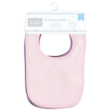 Hudson Baby Unisex Baby Drooler Bib With Waterproof Lining, Pink Yellow, One Size