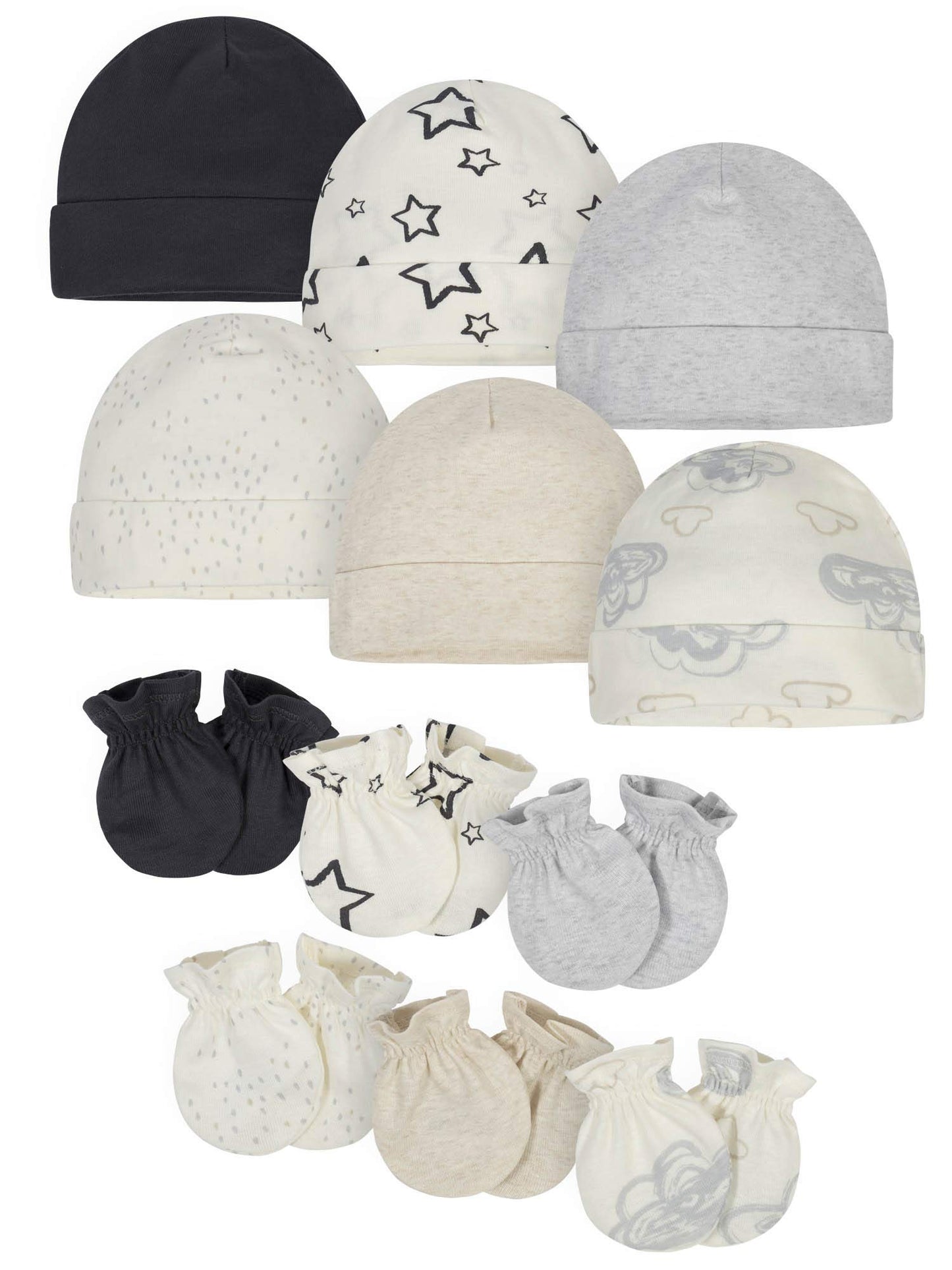 Onesies Brand Unisex Baby 12-Piece Cap and Mitten Set, Sayings Board, Newborn