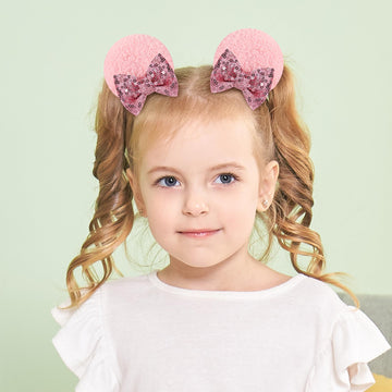 12Pcs Baby Girl Clips Mouse Ears Clips Bows With Sequin Polka Dot Bow Baby Hair Clips Bows For Girls