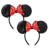 Chuangqi Mouse Ears Shiny Headband 3D Bow (Pack Of 2), Double-Sided Sequins Hair Band For Birthday Party Holiday Dress Up, Amuse