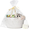 Chicvita Woven Basket For Gifts, Small Basket For Towels, Cute Basket For Baby, Nursery, White Basket With Gift Bags & Ribbon, R