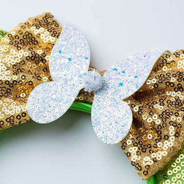 Foeran Mouse Ears Headbands Shiny Bows Mouse Ears Glitter Party Princess Decoration Cosplay Costume For Girls Women (Butterfly/G